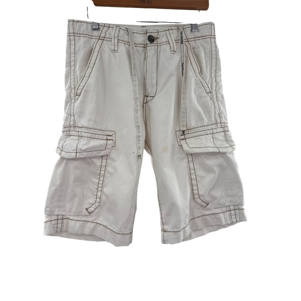 True Religion Mens Cargo Shorts W30 Beige Cotton Casual Wear